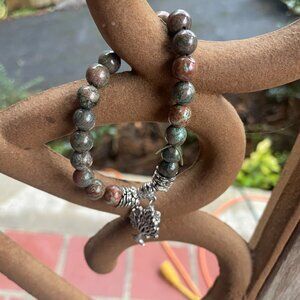 Dragon Blood Jasper beaded stretch bracelet Tree of Life 20g